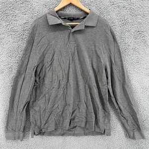 J Crew Polo Shirt‎ Men's Sz XL Gray Long Sleeve 2 Button Collared 100% Cotton